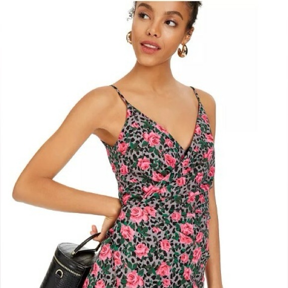 Betsey Johnson Gray Pink Rose Floral Leopard-Print Sheath Dress Sz 10 - Picture 5 of 11